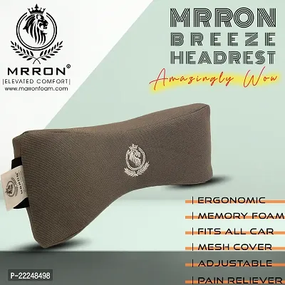 MRRON BREEZZ Series memory foam Neck / Headrest Rest  Shoulder Support For Car or Office Chair- Neck Pillow Kit Designed Ergonomically For Extra Neck Support with Adjustable Strap (GREY, 1)-thumb5