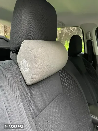 MRRON FAUX Series Memory Foam Neck/Headrest Rest - Ergonomic Car Neck Pillow Memory Foam Neck Support for Neck/Back Pain Relief in Car (Black) (Pack of 1, GREY)