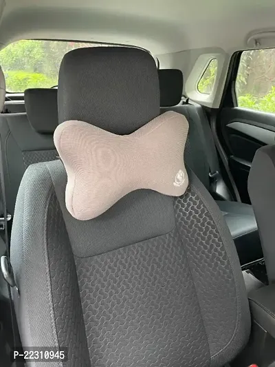 MRRON BONE Series Memory Foam Detachable Neck / Headrest Rest  Shoulder Support for Car or Office Chair- Neck Pillow 360 Degree Adjustable (Pack of 1) (Saver, GREY)-thumb0