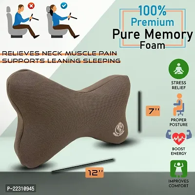 MRRON BONE Series Memory Foam Detachable Neck / Headrest Rest  Shoulder Support for Car or Office Chair- Neck Pillow 360 Degree Adjustable (Pack of 1) (Saver, GREY)-thumb5