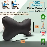 MRRON BONE Series Memory Foam Detachable Neck / Headrest Rest  Shoulder Support for Car or Office Chair- Neck Pillow 360 Degree Adjustable (Pack of 1) (Combo Saver, BLACK)-thumb2