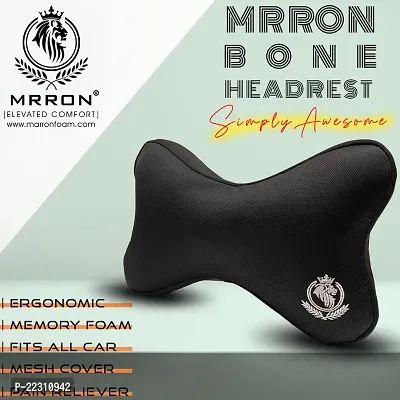 MRRON BONE Series Memory Foam Detachable Neck / Headrest Rest  Shoulder Support for Car or Office Chair- Neck Pillow 360 Degree Adjustable (Pack of 1) (Combo Saver, BLACK)-thumb5