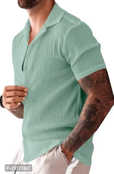 Gayatri Trading Men Solid Casual Light Green Shirt-thumb3