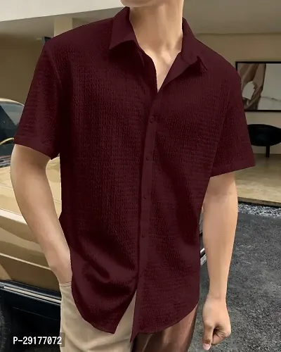 Gayatri Trading Men Solid Casual Maroon Shirt