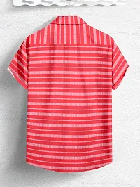 SYSBELLA FASHION Men Striped Casual Red Shirt-thumb1