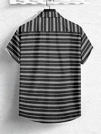 SYSBELLA FASHION Men Striped Casual Black Shirt-thumb1