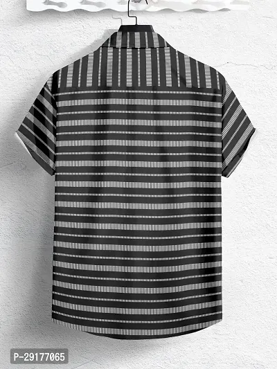 SYSBELLA FASHION Men Striped Casual Black Shirt-thumb2