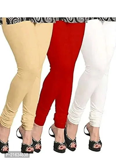 Comfortable Cotton Lycra Leggings For Women Pack Of 3-thumb0