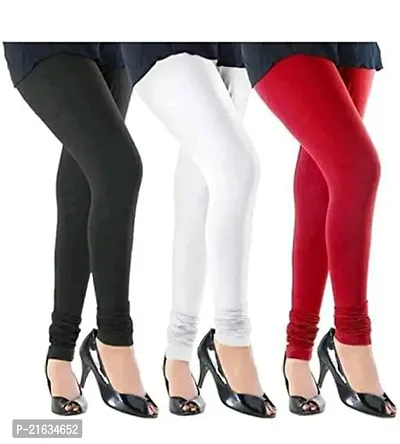 Comfortable Cotton Lycra Leggings For Women Pack Of 3-thumb0