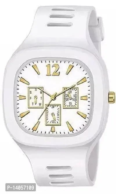 Stylish White Rubber Analog Watches For Men Pack Of 1-thumb0