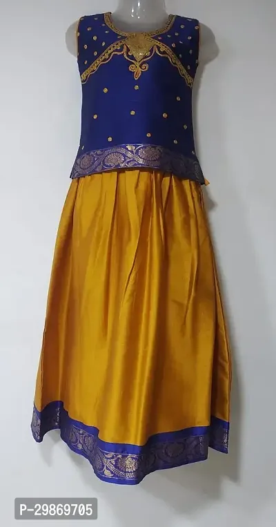 Stylish Blue Silk Blend Lehenga Cholis For Girls-thumb0