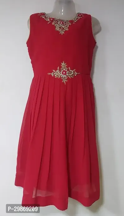 Stylish Red Georgette Dresses For Girls-thumb0