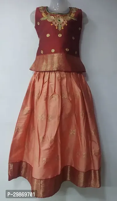 Stylish Maroon Jaquard Lehenga Cholis For Girls