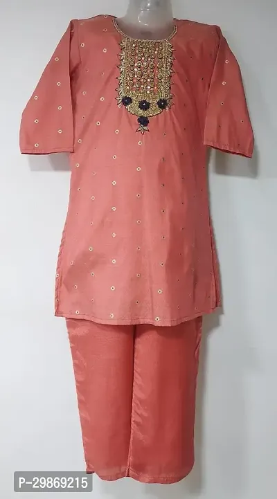 Stylish Peach Chanderi Butti Dresses For Girls-thumb0