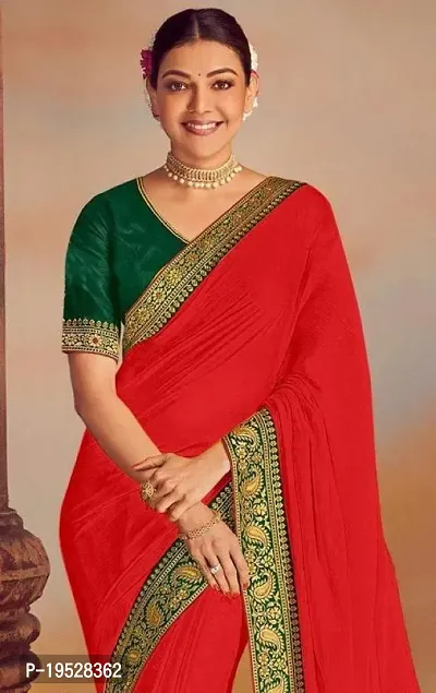 Beautiful Satin Embroidered Saree with Blouse piece For Women-thumb0