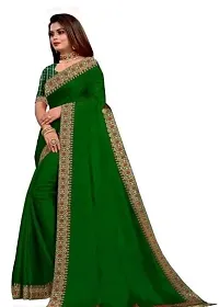 Beautiful Art Silk Embroidered Saree with Blouse piece For Women-thumb1