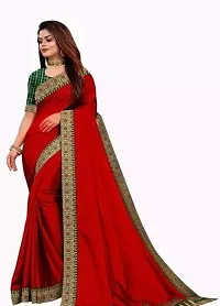 Beautiful Art Silk Embroidered Saree with Blouse piece For Women-thumb1