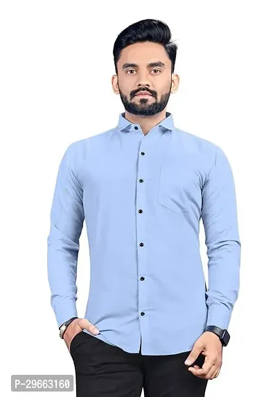 Elegant Polyester Blend Solid Long Sleeves Casual Shirts For Men