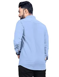 Elegant Polyester Blend Solid Long Sleeves Casual Shirts For Men-thumb1