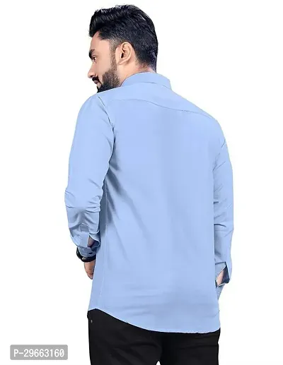 Elegant Polyester Blend Solid Long Sleeves Casual Shirts For Men-thumb2