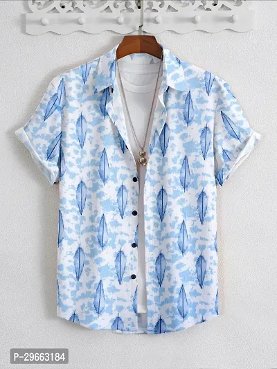 Elegant Cotton Blend Printed Short Sleeves Casual Shirts For Men