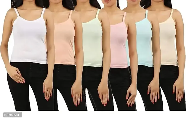 SIRTEX EAZY Women's Cotton Camisole Slips Multicolor (Pack of 6) M WV13