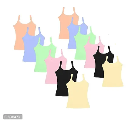 SIRTEX EAZY Women's Cotton Camisole Slips Multicolor Combo Pack of 12 (Large) WV28