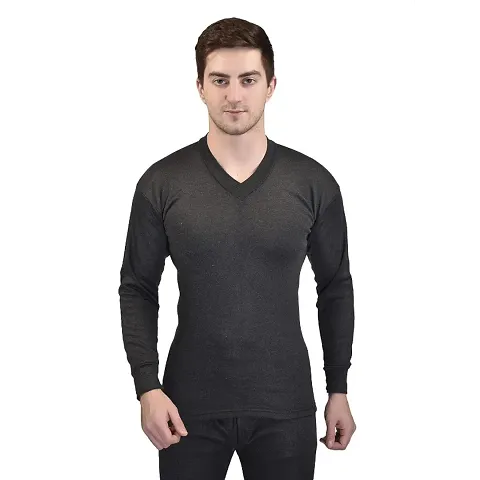 Stylist Solid Cotton Blend Thermal Tops For Men