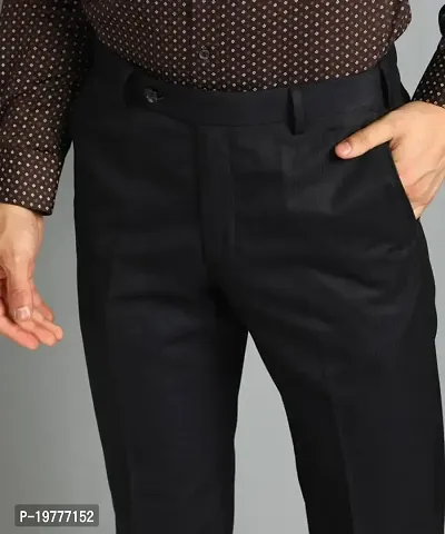 Men s Black Formal Trouser by  Men Regular Fit Black Poly cotton Trousers-thumb2