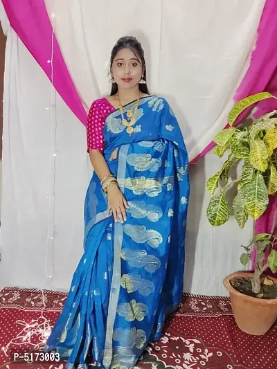 Women's Beautiful Silk Cotton Saree with Blouse piece
