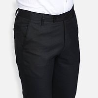 Black Cotton Blend Mid Rise Formal Trousers For Men-thumb2