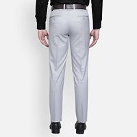 Fabulous Stylish Grey Lycra Blend Solid Formal Trousers For Men-thumb2