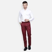 Fabulous Stylish Maroon Lycra Blend Solid Formal Trousers For Men-thumb1
