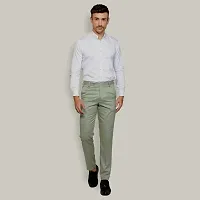 Fabulous Stylish Light Green Lycra Blend Solid Formal Trousers For Men-thumb1