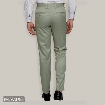 Fabulous Stylish Light Green Lycra Blend Solid Formal Trousers For Men-thumb3