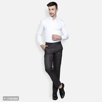 Haul Chic Men's Polyster Blend Self Design Slim Fit Formal Trouser-thumb2
