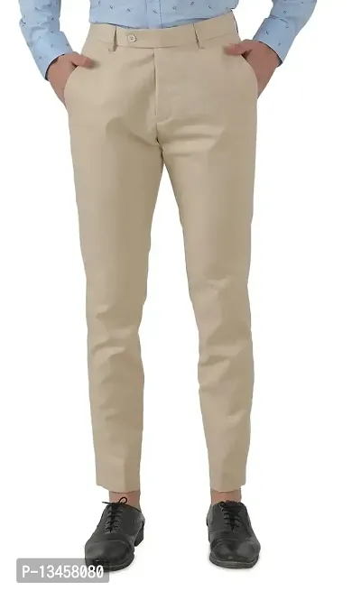 Haul Chic Men's Polyster Blend Solid Pattern Slim Fit Formal Trouser