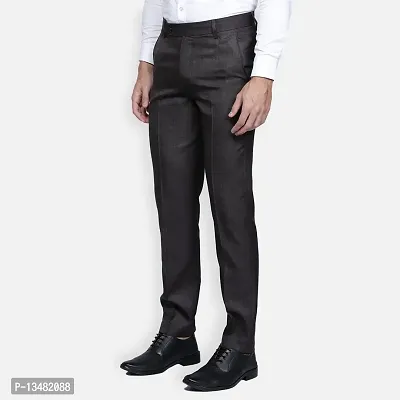 Haul Chic Men's Polyster Blend Self Design Slim Fit Formal Trouser-thumb5