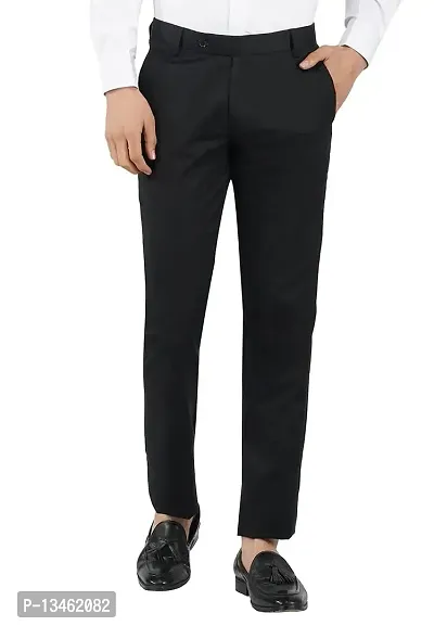 Haul Chic Men's Polyster Blend Solid Pattern Slim Fit Formal Trouser