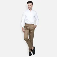 Fabulous Stylish Brown Lycra Blend Solid Formal Trousers For Men-thumb1