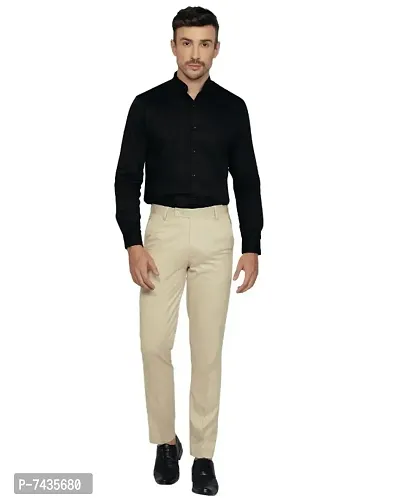 Men Cotton Blend Mid Rise Slim Fit Formal Trouser-thumb2