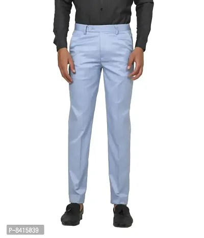 Classic Polyester Solid Formal Trousers for Men-thumb0