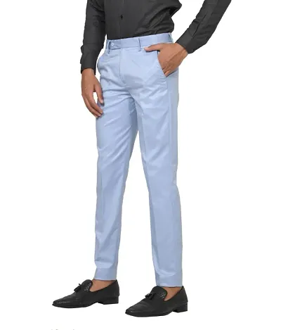 Classic Polyester Solid Formal Trousers for Men