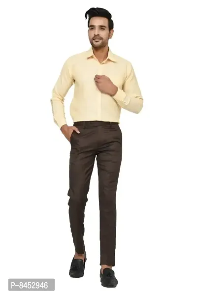 Classic Polycotton Solid Formal Trousers for Men-thumb0