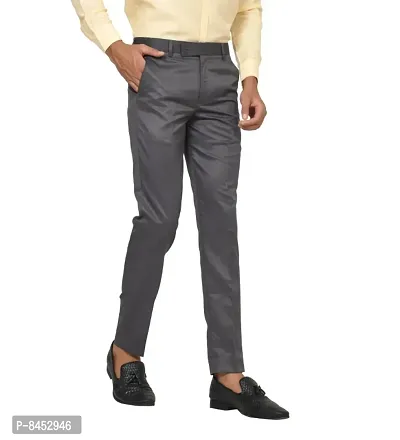 Classic Polycotton Solid Formal Trousers for Men-thumb4