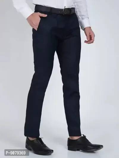 Classic Polycotton Solid Formal Trousers for Men-thumb0