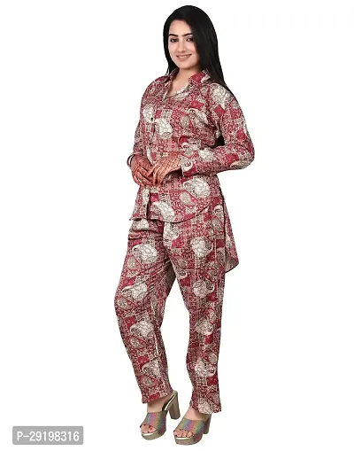 Contemporary Red Cotton Printed Co-Ords Sets For Women-thumb3