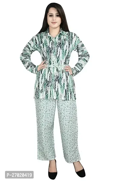 Contemporary Green Cotton Printed Co-Ord Set For Women