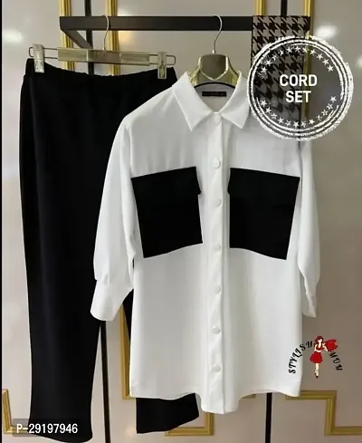 Contemporary Black Cotton Colourblocked Co-Ords Sets For Women-thumb0