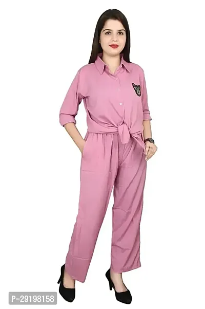 Contemporary Pink Cotton Solid Co-Ords Sets For Women-thumb0